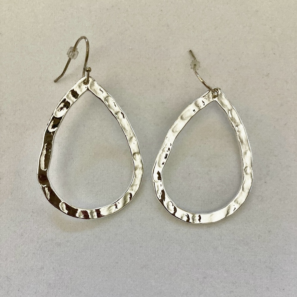 Silver Vintage Hammered Hoop Earrings